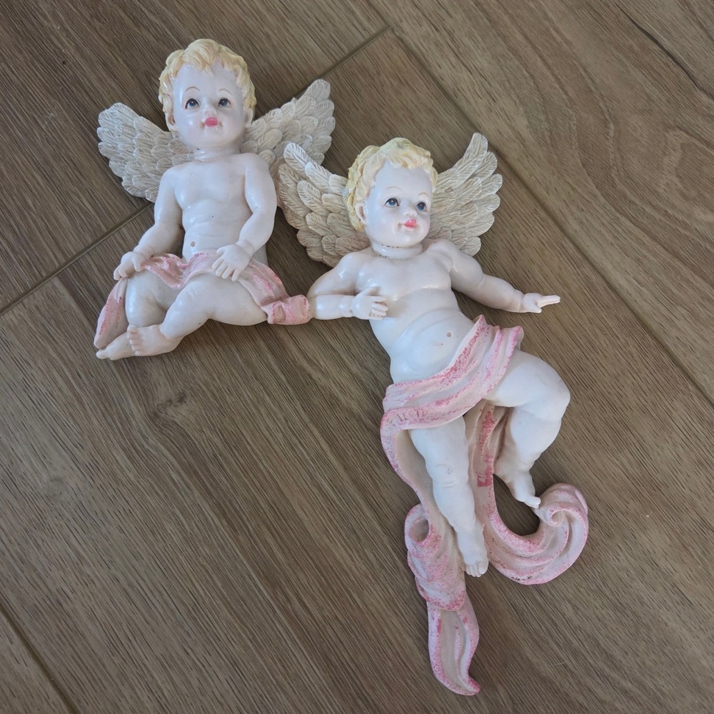 1998 Cherished Moments Wall Angels  Baroque Cherubic Angels Set of‎ 2
